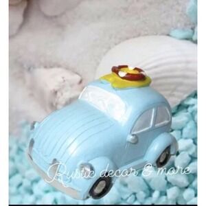 y2k style Fairy Garden Beach VW beetle car Resin figurine miniature